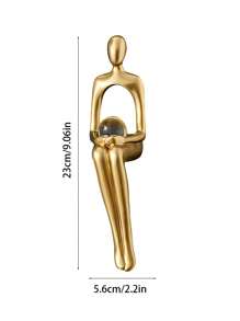 1pc Creative Art Mini Golden Man Decorative Figurine, Modern Minimalist High-End Luxurious Style, Suitable For Home Living Room Entrance Bookshelf Cabinet TV Stand Decor, Office Desk Decoration, Company Hotel Store Window Display, Holiday Gift, Photo Prop