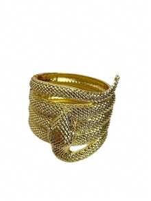 蛇纹手链 ZA个性复古重金属手链 鳞片蛇形缠绕手链 女款 冷艳风 高级手饰 夸张小众设计 - 金色 - 查看 5