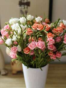 1枝玫瑰花，PE材质小玫瑰，人造花，玫瑰花束，假植物。适用于家居装饰、房间装饰、派对装饰、餐桌装饰、花园装饰和婚礼装饰。也可用于母亲节、情人节和毕业典礼的装饰。礼物。 - 粉色 - 查看 3