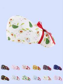 Touca feminina de poliéster com estampa floral, decote em V, antimicrobiana e antipoeira, com cobertura na parte de trás, ideal para enfermeiras, esteticistas e profissionais de limpeza em instituições médicas (1 unidade). - Multicolorido - Ver 7