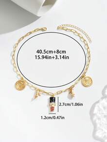 1pc Fashionable And Elegant Gold High Heels With Round Rose Pattern, DIY Hand-Painted Crystal Inlaid Women's Exquisite Summer Jewelry Necklace, Suitable For Daily, Party, Vacation Wear And As Holiday Gift, Designed For Sexy Ladies Pursuing Unique Charm