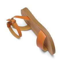 Women One Band Flat Sandals Open-Toe Ankle Strap Summer Sandals With Buckle Comfortable Versatile Slingback Shoes - trái cam - Xem 4