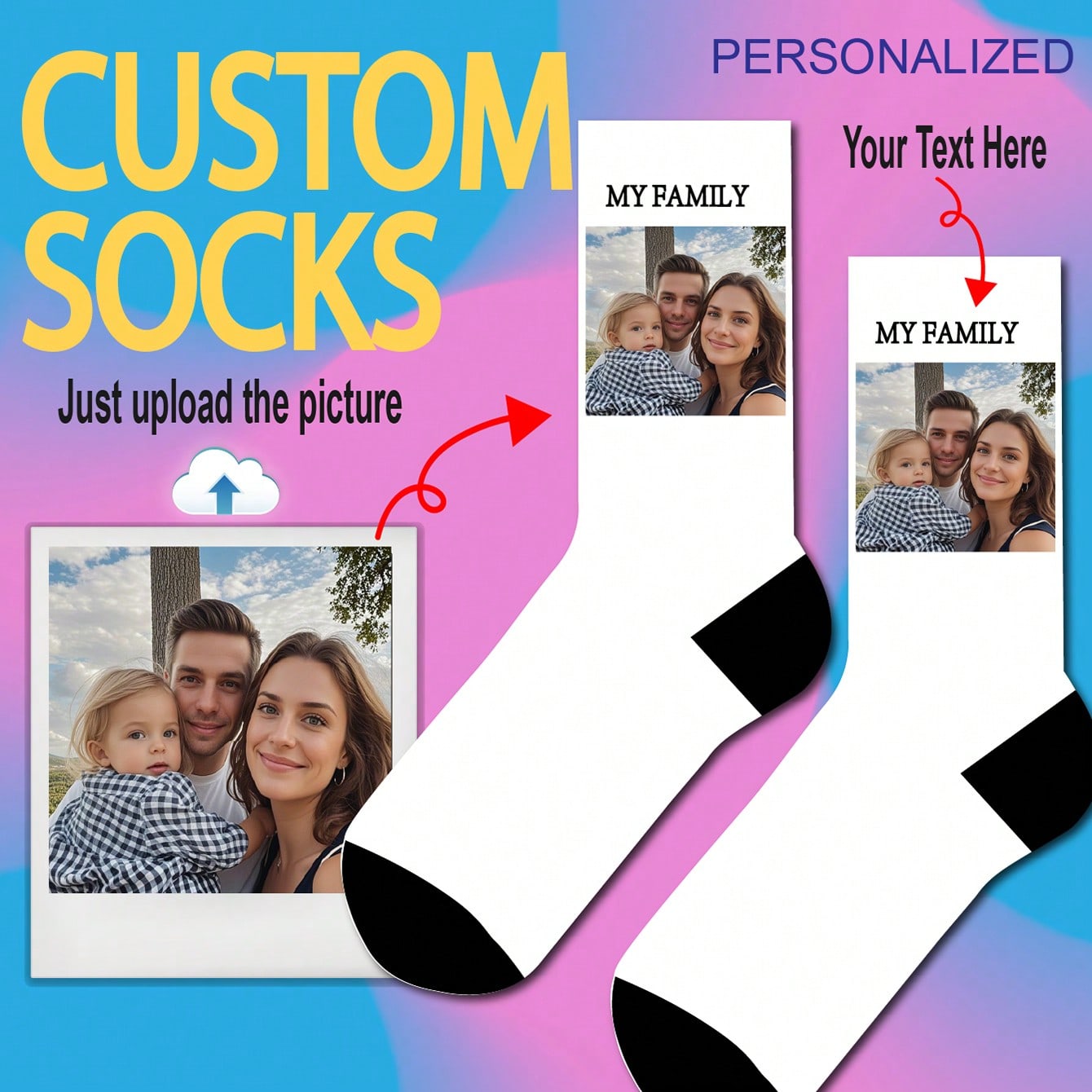 Par de calcetines personalizados de tripulación, calcetines con cara personalizada, calcetines para parejas, calcetines con cara divertida, calcetine