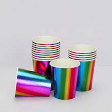 10 chiếc/20 chiếc/50 chiếc Cốc giấy cầu vồng kim loại Trang trí tiệc cầu vồng lấp lánh Cốc uống nước Rainbow Pride cho trang trí tiệc Rainbow Pride - cầu vồng - Xem 3