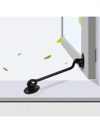 1 件/6 英寸（约 15.2 厘米）实心加厚不锈钢搭扣锁，坚固的橱柜门窗锁，带螺丝的滑动谷仓门锁，黑色/加厚窗钩配件，防风门窗钩，五金件