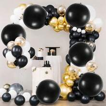 6个22英寸4D金属黑色铝箔气球生日周年纪念毕业万圣节派对装饰气球 - 黑色 - 查看 5