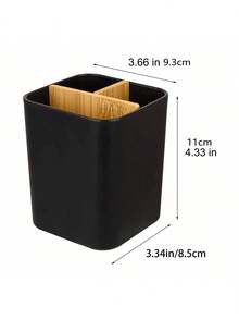 1PC Bamboo-Toothbrush Holders-Multifunctional-Electric Toothbrush-Storage Box-Natural Tough-Toothpaste-Holder Suitable For Bathroom Countertops, Sink, Etc. Home Bathroom Decor Fall Decor Back To School - Black - View 10