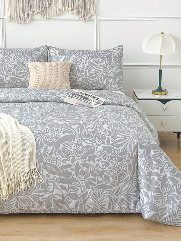 Soft Microfiber Duvet Cover Set With Floral Patterns - Best 2/3 Pieces Quilt Comforter Cover Bedding Set - Includes 1 Duvet Cover And 1/2 Pillowcases - Cheap And High Quality For Twin King Single Queen Double Full Size Doona Quilt Cover