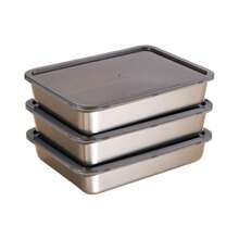 3-Piece Leak-Proof Stainless Steel Bread & Salad Prep Set - Modern Stackable Baking Pans For Meat, Cake, Tart | Oven-Safe, Chic Kitchen Must-Have For Young Foodies ✨"