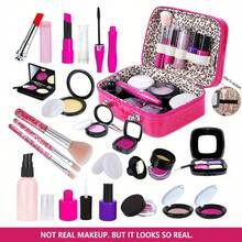Pretend Makeup Kit For Girls, Kids Pretend Play Makeup Set - With Cosmetic Bag For Birthday Christmas, Toy Makeup Set For Toddler, Little Girls Age 3+(Not Real Makeup) - Red - View 3