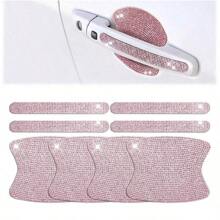 Haz Que Tu Coche Brille Con 8 Piezas De Pegatinas De Protección Contra Rasguños Del Mango De La Puerta De Coche Con Diamantes De Imitación