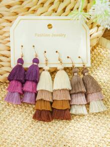 TopHanqi Set de 12 pendientes con flecos bohemios para mujer, pendientes colgantes de múltiples capas para playa, vacaciones, viajes, uso diario, fiestas, regalos, versátil