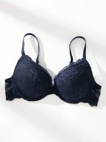 Sujetador de encaje con efecto push-up para mujer, con aros acolchados cómodos, de tacto suave y acogedor, con tirantes ajustables, lencería casual para uso en casa y diario