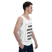 Custom Men's Workout Tank Tops Personalized Sleeveless Pure Cotton Shirts - Add Your Image Photo Design Special Gift - Fitness Gym Running Vest Tee Solid Crew Neck Soft Comfortable Casual Sportswear - 白色 - 查看 4