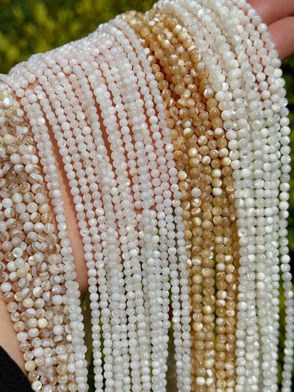 1 Stück natürliche Meerschaumperlen, 3mm 4mm 5mm runde Muschelperlen, runde Muschelabstandsperlen für Schmuckherstellung, Bastelbedarf für Halsketten, Armbänder, Ringe und mehr