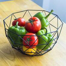 Loft Diamond Fruit Basket- 12x20cm Black Kitchen Countertop Fruit Bowl Vegetable Holder for Bread, Snacks, Households Items Storage for Kitchen, Livingroom, Fruit Basket, Fruit Bowl, Metal Wire Fruit Basket for kitchen, Fruit Bowl for Kitchener, Basket, for Kitchener, Basket for Kitchener, Fruit Bowl for Kitchener, Basket, Counter, Basket, for Kitchener, Fruit Bowl for Kitchener, Basket, for Kitchener, Fruit, (Round Tall, Black) - 黑色 - 查看 8