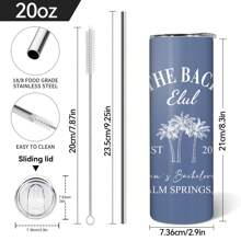 1 Piece Of 20oz Holiday Casual Style Custom Straight Cup, Stainless Steel Cup, Custom Name, Custom Text, Selected Pattern, Comes With Stainless Steel Straw And Straw Brush, Double-Sided Design, Hot And Cold Safety, Double-Layer Insulation, A Perfect Gift For Summer Vacation, Beach Leisure Drinking Cup