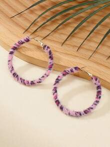 BOCAR Heart Star Leopard Print Hoop Earrings For Women, Party & Daily Wear, Christmas Gift - Brown - View 8