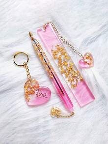 26pcs Transparent Pen & Bookmark Silicone Mold Set Epoxy Resin Casting Molds, DIY Crystal Handmade Stationery Craft Supplies, Hybrid Shape Pens Mould With Tassel & Charm Decor - Style - View 4