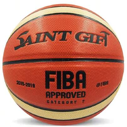 Fiba Approved No. 7 Professional Basketball - Durable PU Material, Brown With Orange Design - Adult Indoor/Outdoor Game Ball - Perfect Holiday Gift For Valentine's Day, Christmas, Thanksgiving, Halloween, New Year - Single Pack