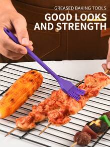 1PC/8 Inches Silicone Food Oil Brush, Extended Handle With One-Piece Molding,High Temperature Resistance Baking And Cooking Tools,Multiple Colors Available,Baking Supplies