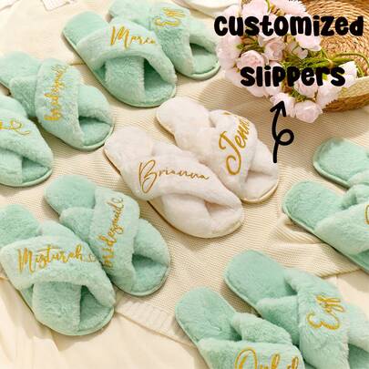 Custom Fluffy Slippers, Custom Bride Slippers, Fluffy Bridesmaid Slippers, Bride Slipper Personalized, Christmas Party Slippers, Fluffy Slippers, Bride Slippers, Fluffy Cross Pearls Slippers, Bride Gift, Bridal Shower Gift, Bachelorette Party Gift I Do Slippers, Ornamental,Dawg Stylish,Fashion,Hipster,Contracted,Casual,Cute Cuties,Minimal Chic,Cozy Custom,Unique,Personalized Ideal Gifts For Him,Ideal Gifts For Her Family,Friends