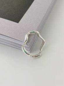 GAGAFEEL 1 pieza Anillo ajustable de dedo de estilo geométrico ondulado elegante de plata de ley 925 para mujer, joya de amistad para uso diario, regalo