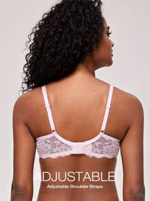 Sujetador de encaje con efecto push-up para mujer, con aros acolchados cómodos, de tacto suave y acogedor, con tirantes ajustables, lencería casual para uso en casa y diario