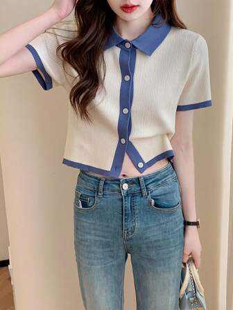 Alicedudu 女士休闲夏季领短袖开衫