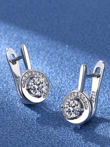 1pair Fashionable Simple Small Teardrop Shaped Metallic Stud Earrings For Women, Gold/Silver