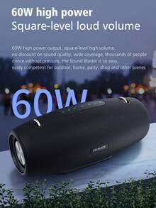 ZEALOT S67 便携式 60W 无线音箱，配备 3 个低音炮，带来强劲低音和 3D 环绕声，14400mAh 超长续航，兼容智能手机/平板电脑/电视，支持 TF/USB/AUX/TWS 接口，双扬声器设计提升音量，适用于汽车/户外/露营等场景。 - 黑色 - 查看 6