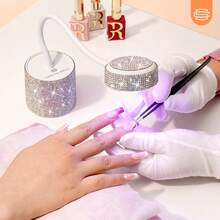 CHRISTINE SHELLY UV LED Nail Lamp, Mini UV Light For Gel Nails Polish, Rechargeable LED Flash Cure Nail Dryer, Quick Drying Goosenecks UV Nail Lamp For Home Nail Salon DIY Manicure, AB Diamond - 白色 - 查看 9