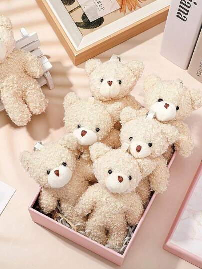 12 piezas de mini osos de peluche marrones, osos de peluche suaves y diminutos de 4.7 pulgadas, osos de peluche pequeños para decoración de fiesta de cumpleaños, regalos del Día de San Valentín, fiestas de graduación y manualidades con llaveros.