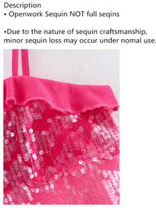 ZEVITY Women Sequin Patchwork Camisole Tank Top 2501 - Hot Pink - View 3