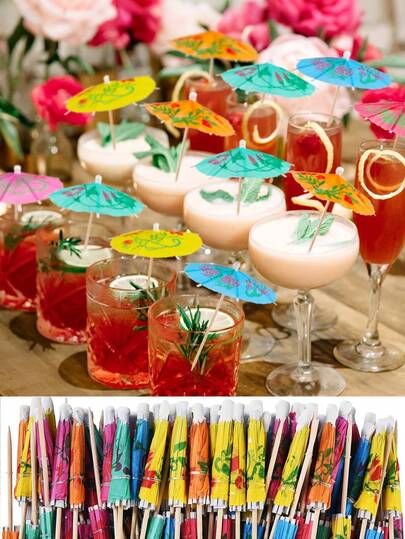 20 件装鸡尾酒饮料伞签牙签 - 彩色纸牙签鸡尾酒伞夏威夷 Tiki 派对装饰、夏季装饰、母亲节、毕业季、夏威夷海滩鸡尾酒派对装饰用品、夏日派对、生日派对装饰、家居装饰