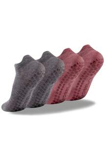 DEEFLY 2 Pairs Women Non-Slip Solid Color Boat Socks, For Home, Hospital, Pregnancy, Fitness, Pilates, Yoga