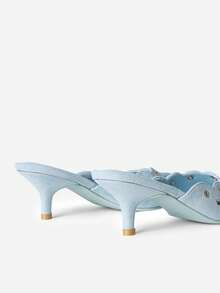 Women's Pointed Toe Kitten Heel Mules Slip-On Bowknot Fashionable Elegant Pumps Party Party Sexy Chic Stiletto Shoes - 藍色 - 查看 6