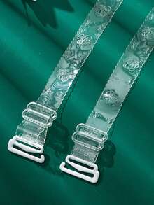 2/6pcs Transparent Flower Invisible Adjustable Replaceable Wide Shoulder Straps, Seamless Cut Flower Print Underwear Bra Straps, Wedding, Bride, Bridesmaid, Gift, Beach Bikini - Clear - View 5