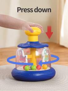 1 pieza Juguete de carrusel de animales de madera con sistema de pulsación y giro para bebés, diseño colorido para atraer al bebé, juguete educativo temprano interesante, adecuado para niños, niñas, Pascua, cumpleaños, regalo de Navidad