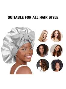2 pezzi Bonnets da donna con cinturino elastico, in stile seta liscia, colore tinta unita, Bonnets in raso per la cura dei capelli, uso casuale e quotidiano