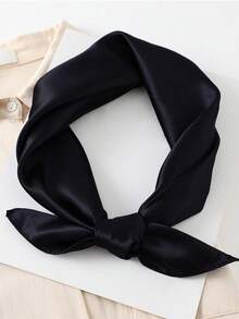 1 pieza Bufanda de satén de imitación de seda de unicolor para mujer, pañuelo minimalista y elegante versátil, adecuado para salidas diarias, citas, fiestas, accesorio de moda - Multicolor - Ver 10