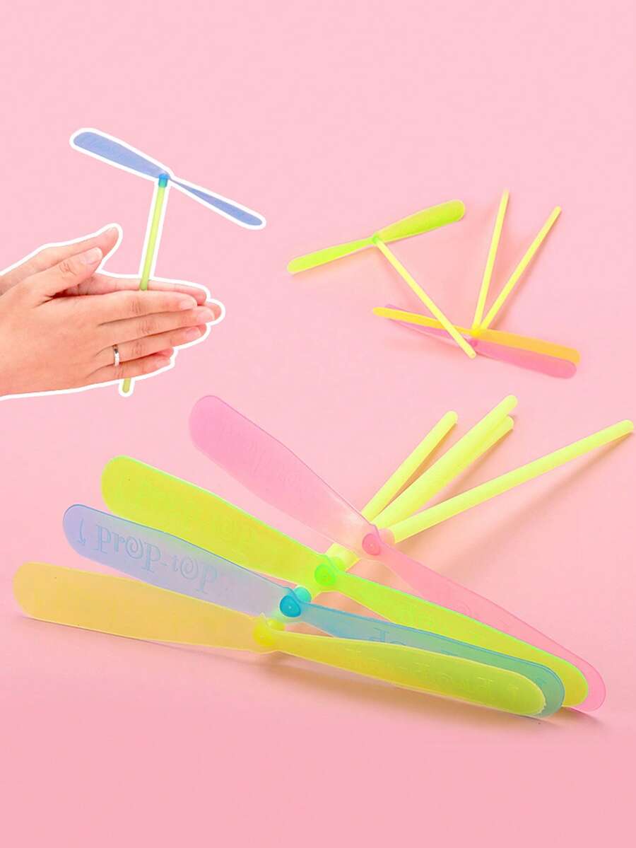 10pcs Color Random Plastic Bamboo Dragonfly Flying Toys Outdoor Interactive Dragonfly Helicopter Fun Toys - Multicolor - View 1