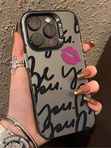 Funda para phone de San Valentín. Funda personalizada con escritura inglesa y estampado de labios. Botones electrochapados independientes. Efecto reflectante en negro y gris. Ligera y resistente a arañazos. Compatible con phone 7 Plus/8. Plus/ - Multicolor - Ver 1