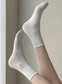 5/10 Pairs Of Women's Crew Socks, Professional Sports Mid-Calf Socks, Sports Socks, White Socks, Black Socks, Plain Socks, Socks For Running, Socks For Couples, Summer Socks