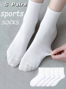 5/10 Pairs Of Women's Crew Socks, Professional Sports Mid-Calf Socks, Sports Socks, White Socks, Black Socks, Plain Socks, Socks For Running, Socks For Couples, Summer Socks