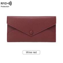 Neue RFID-diebstahlsichere Bürstenstruktur Damen Geldbörse mit Lychee-Muster aus weichem Leder, langes Kuvert-Design, ultraschlicht, Clutch-Tasche für Frauen, Geldbeutel, Geldbörse für Herren, Mini-Geldbörse