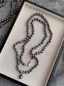 1 pieza Collar de perlas elegante y misterioso de alta gama de 8mm, adecuado para uso diario y eventos formales