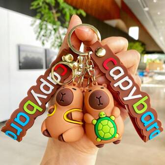 1 stuk schattige Capybara-ontwerp sleutelhanger voor kinderen, zachte pluche kawaii hanger voor rugzak, sleutelhanger, klein cadeau