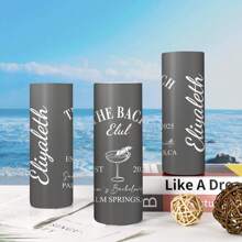 1 Piece Of 20oz Holiday Casual Style Custom Straight Cup, Stainless Steel Cup, Custom Name, Custom Text, Selected Pattern, Comes With Stainless Steel Straw And Straw Brush, Double-Sided Design, Hot And Cold Safety, Double-Layer Insulation, A Perfect Gift For Summer Vacation, Beach Leisure Drinking Cup