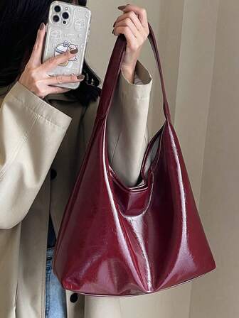 Vintage Pu Leather Shoulder Bag, Crossbody Bag, Ladies' Casual Tote Bag, Suitable For Commuting Work, New Fashionable Big Bags For Women